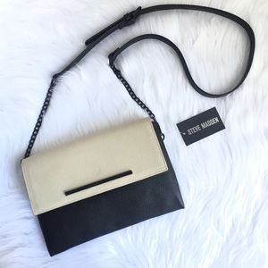 Steve Madden Crossbody Black Cream Purse Clutch